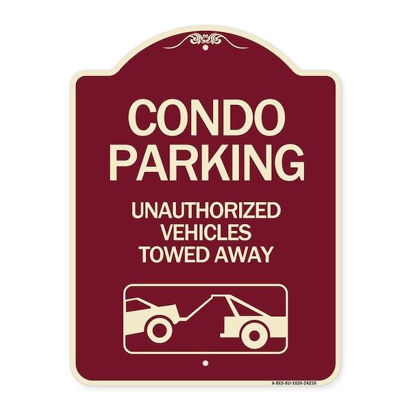 Signmission Condo Parking Unauthorized Vehicles Towed Away Heavy-Gauge Aluminum Sign, 24" x 18", BU-1824-24238 A-DES-BU-1824-24238 - main